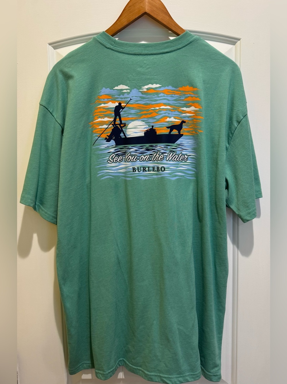 Burlebo “See You On the Water” Long Sleeve Tee Mens XL Green *LIKE NEW CONDITION